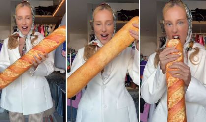 Malu Borges mostra bolsa em formato de pão baguete