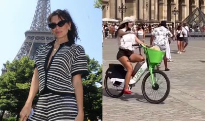 Mariana Goldfarb alugou bicicleta e pedalou na área externa do espaço