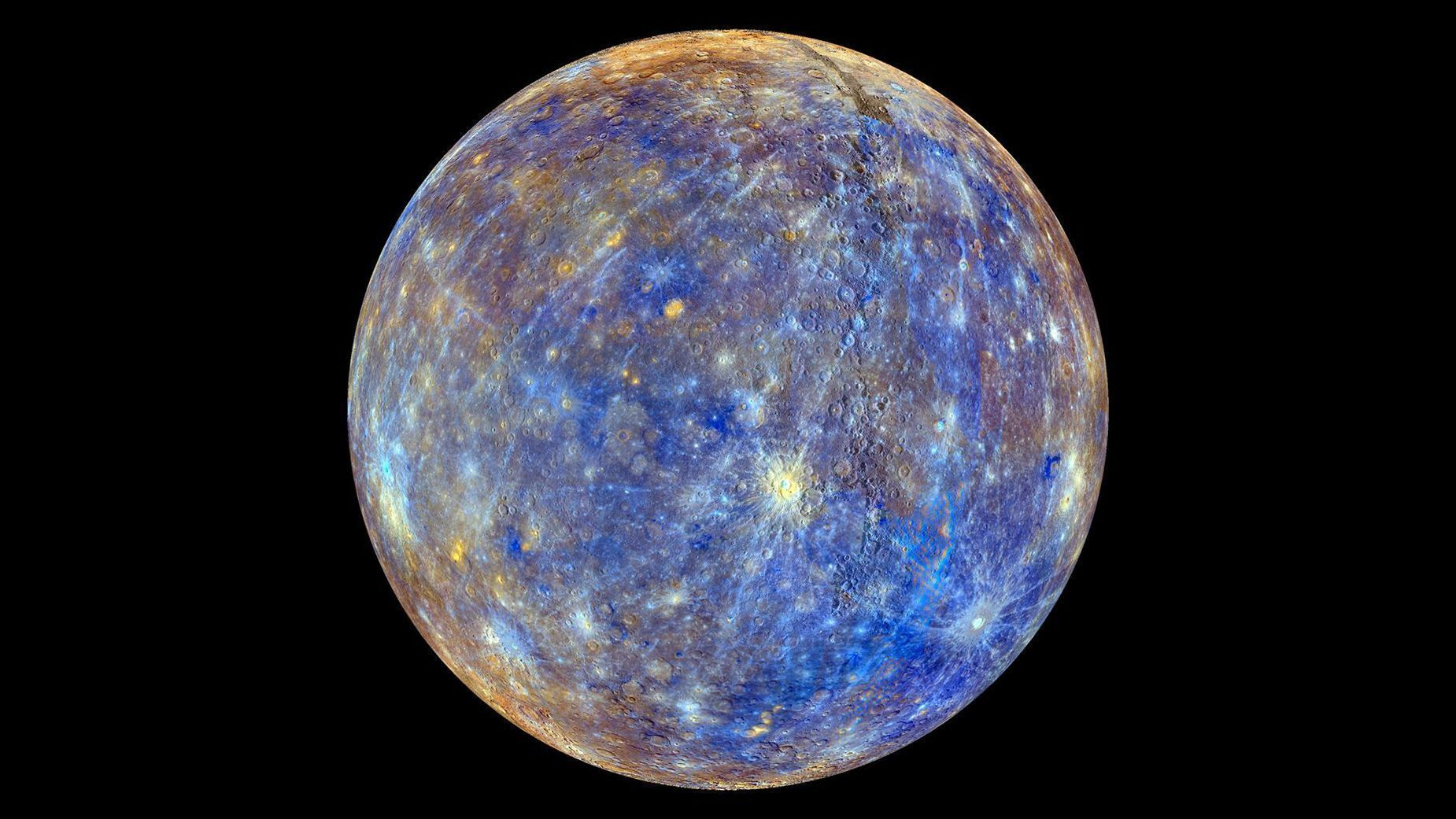 Vista de Mercúrio capturada durante a missão da Messenger, da Nasa