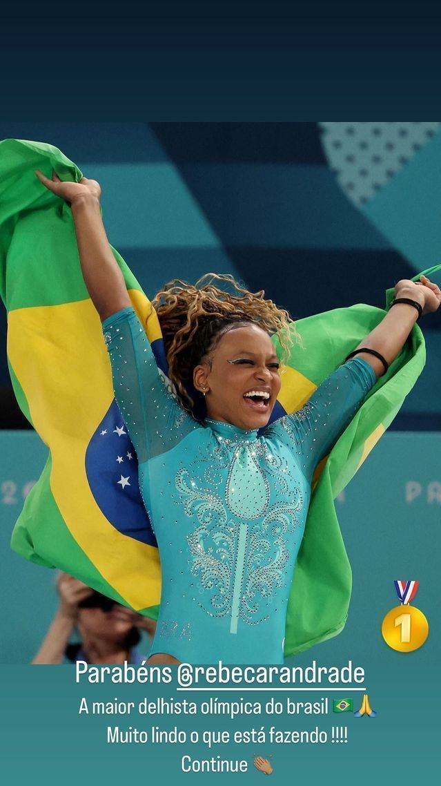 Neymar parabenizou Rebeca Andrade nas redes / Divulgação/COB