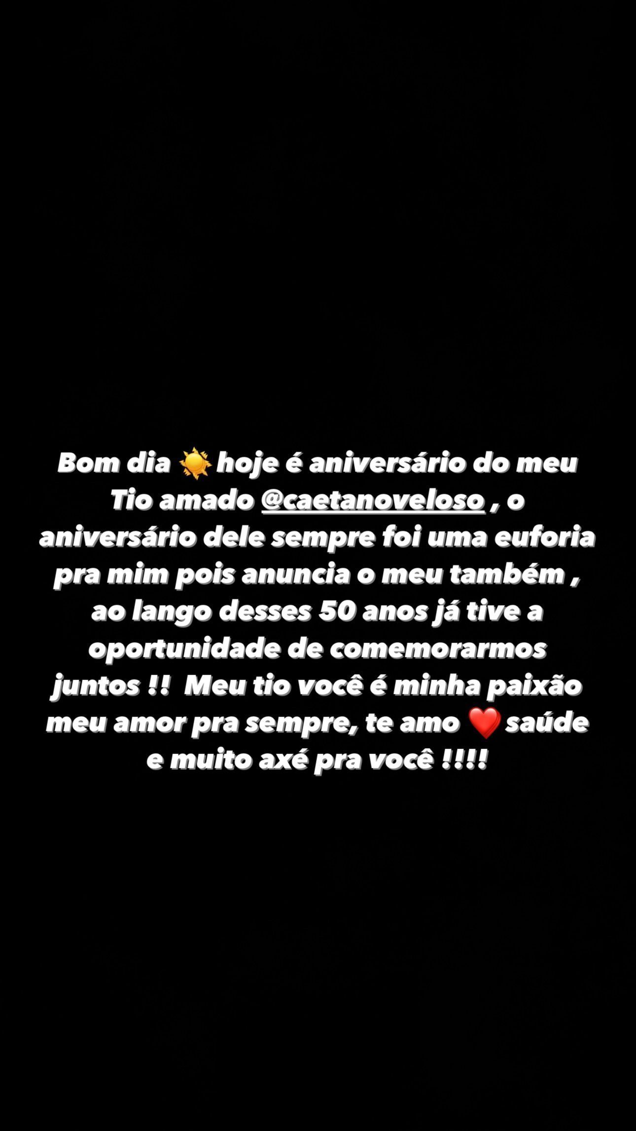 Preta Gil celebra aniversário de Caetano Veloso / Instagram/Preta Gil