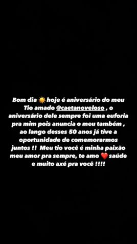 Preta Gil celebra aniversário de Caetano Veloso / Instagram/Preta Gil