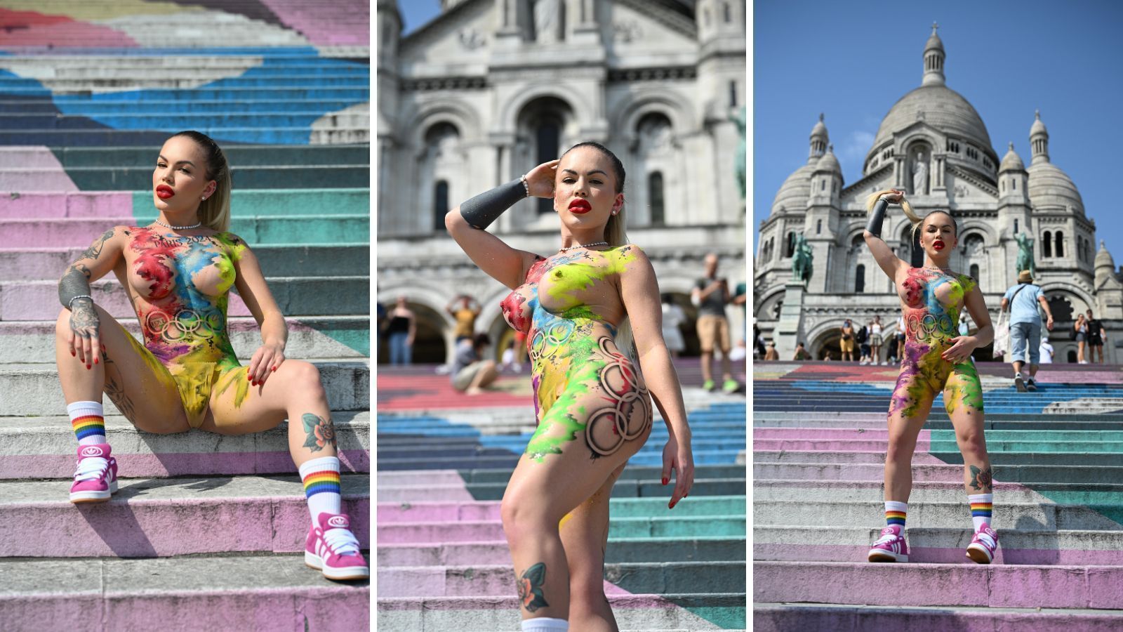 Ravena Hanielly em sessão de body paint em Paris / Pablo Araújo
