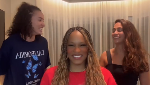 Rebeca Andrade, Gabi Guimarães e a líbero Juliana Paes publicaram vídeo dançando nas redes sociais