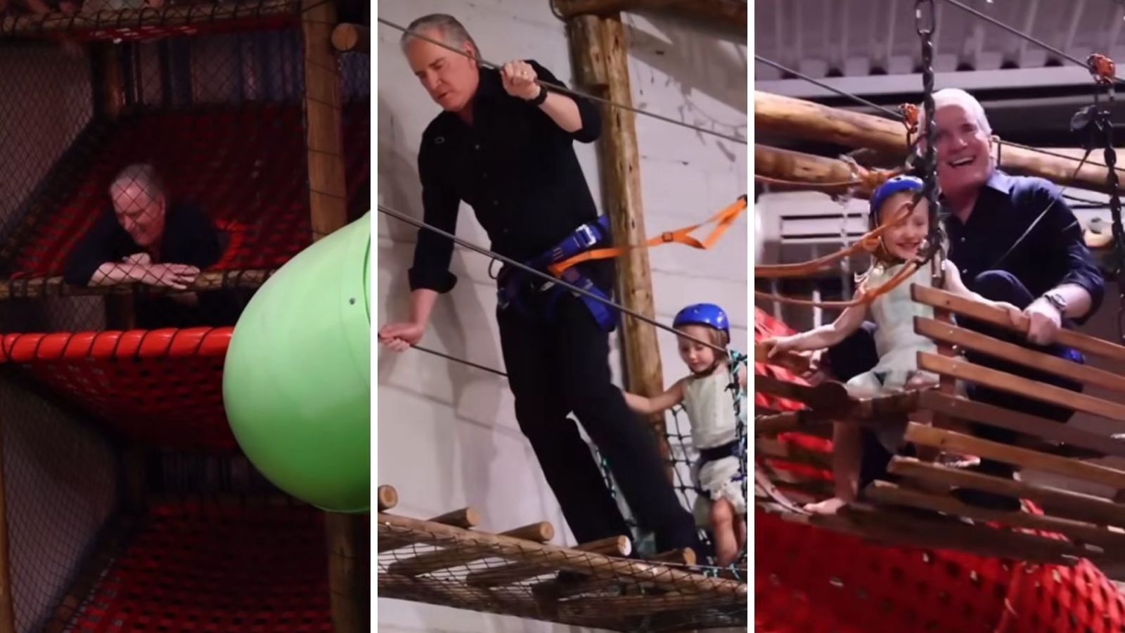 Roberto Justus se diverto em brinquedos infantis