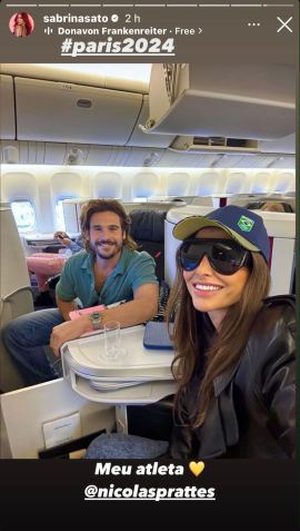 Apresentadora acompanhará o namorado durante prova da Olimpíada de Paris / Instagram/Sabrina Sato