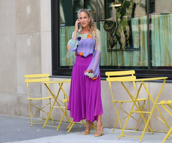 Sarah Jessica Parker nas gravações de "And Just Like That" em Nova York, nos Estados Unidos • Jose Perez/Bauer-Griffin/GC Images