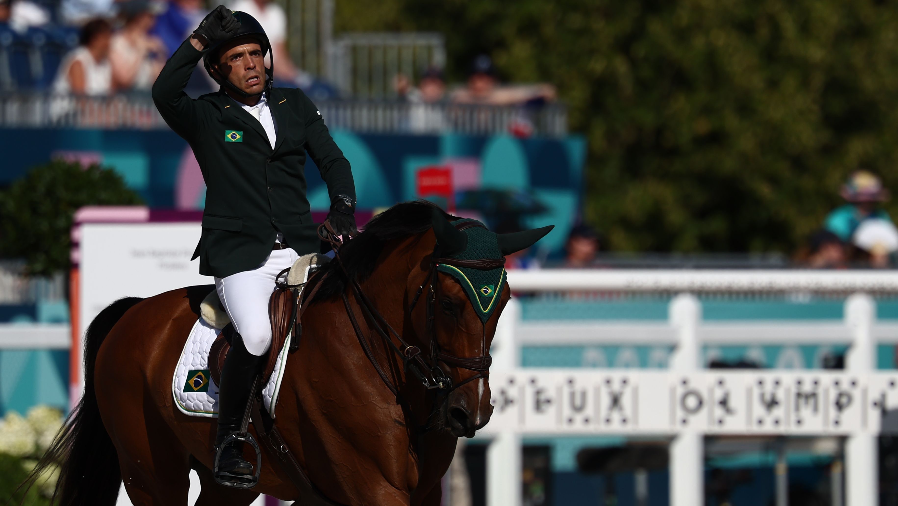 Stephan Barcha na disputa da qualificatória do hipismo