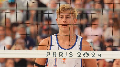 Holandês Steven van de Velde em ação na Olimpíada de Paris