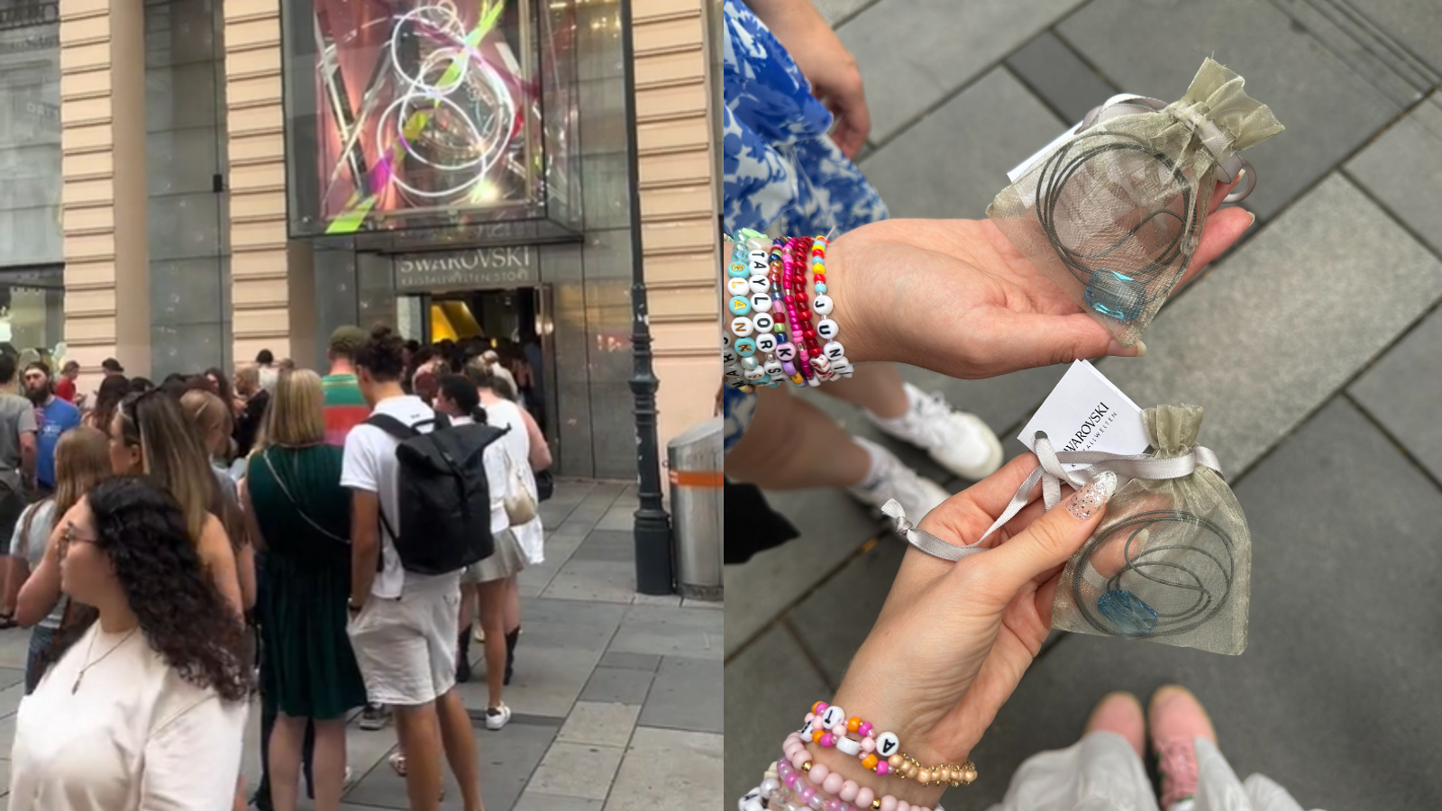 Vídeos compartilhados nas redes sociais mostram filas na frente de uma loja na capital austríaca para pegar o presente