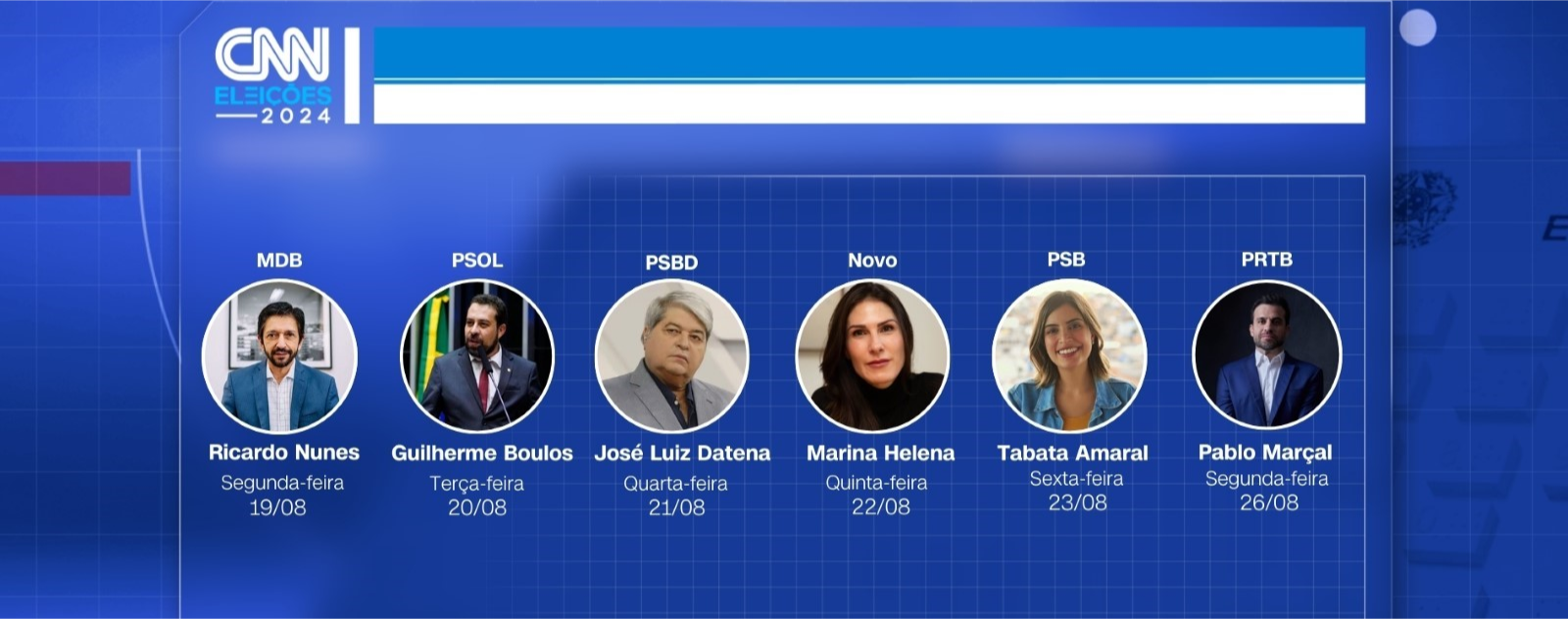 Candidatos que participarão da entrevista na CNN / Reprodução/CNN