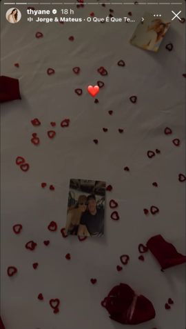Thyane publicou vídeos da surpresa romântica do cantor / Foto: Instagram/Thyane Dantas