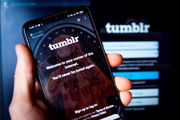 Tumblr atingiu o pico de popularidade nos anos 2010. • Davide Bonaldo/SOPA Images/LightRocket via Getty Images
