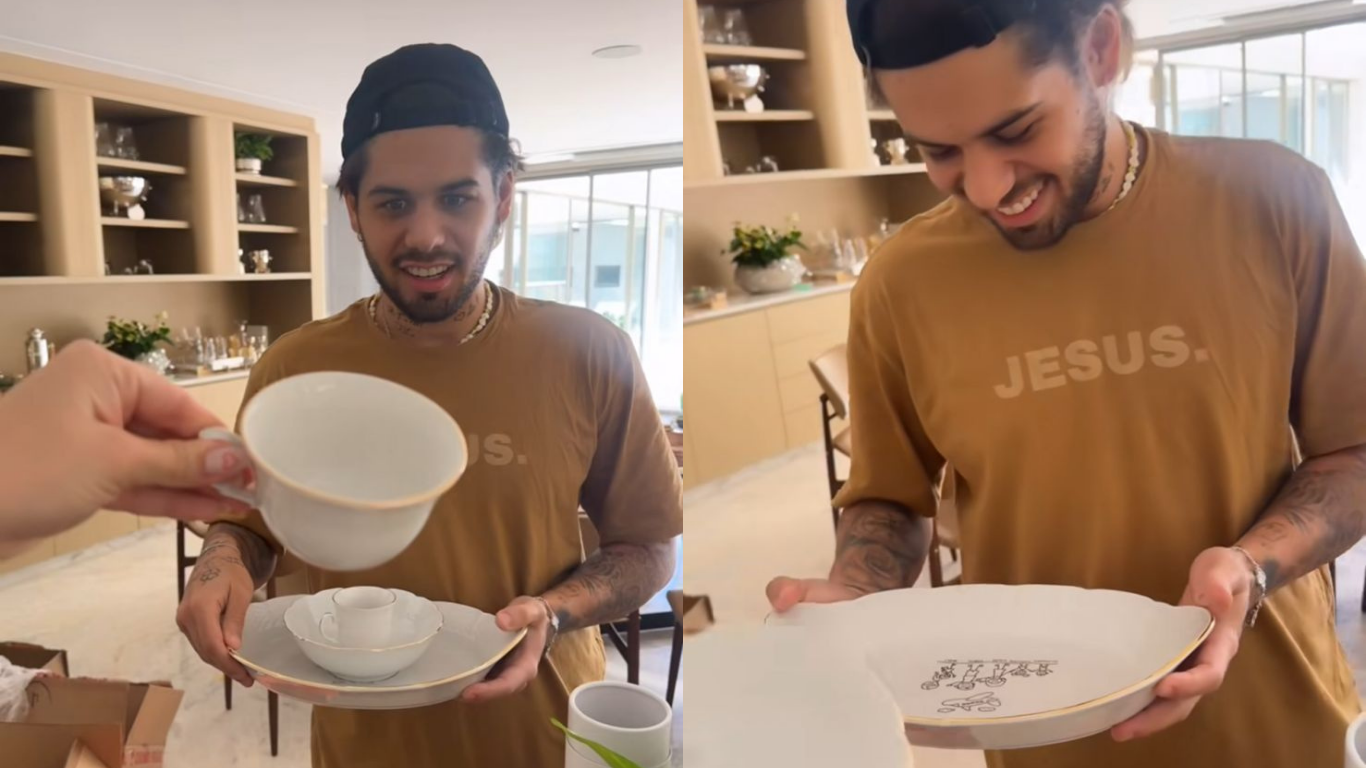 Zé Felipe também aprovou as novas louças para a mansão da família / Foto: Instagram/Virginia