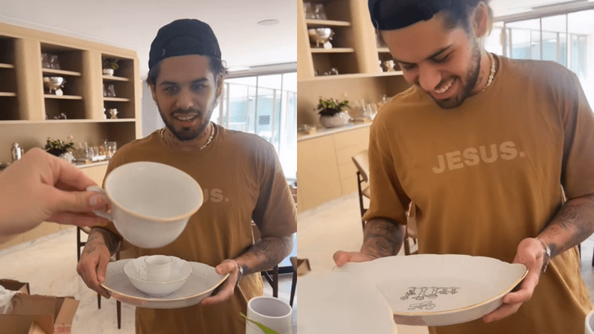 Zé Felipe também aprovou as novas louças para a mansão da família / Foto: Instagram/Virginia