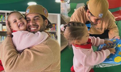Cantor Zé Felipe celebrou primeira apresentação de Maria Flor na escola