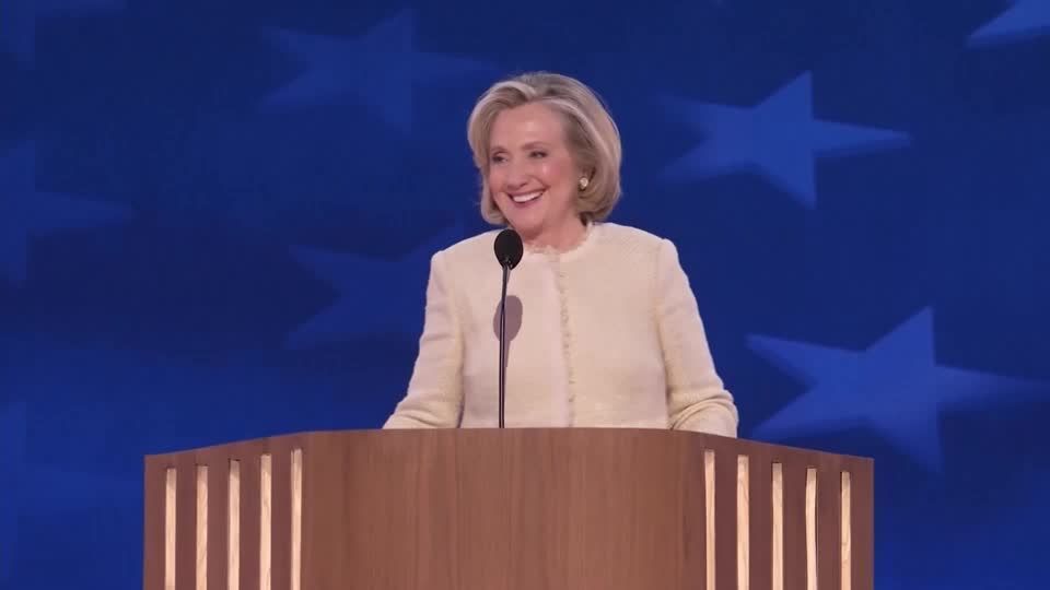 MOMENT: 'The future is here'. Clinton hails Harris at DNC