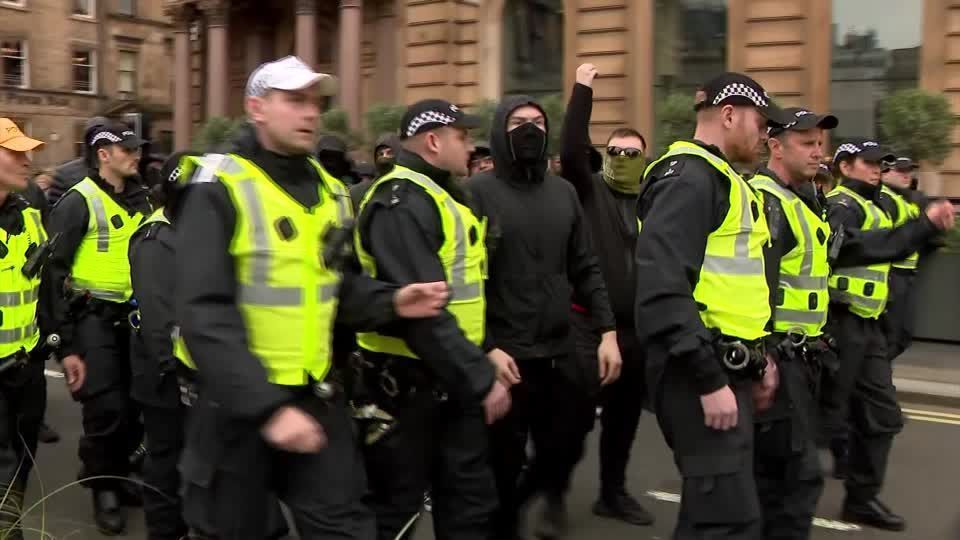 Anti-racism and anti-immigration demonstrators face-off in Scotland