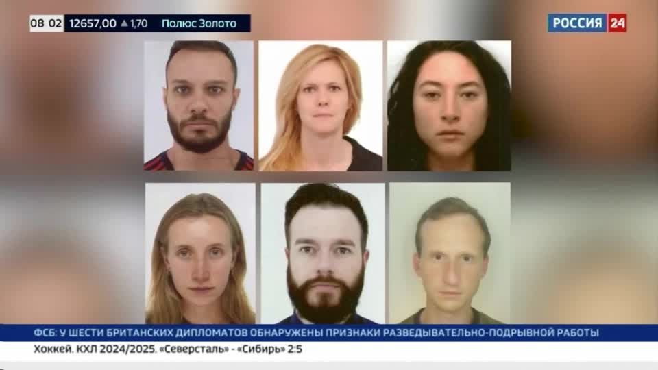 Cancal estatal Russo Rossiya-24 mostra fotos de diplomatas britâncos expulsos por acusações de espionagem e sabotagem