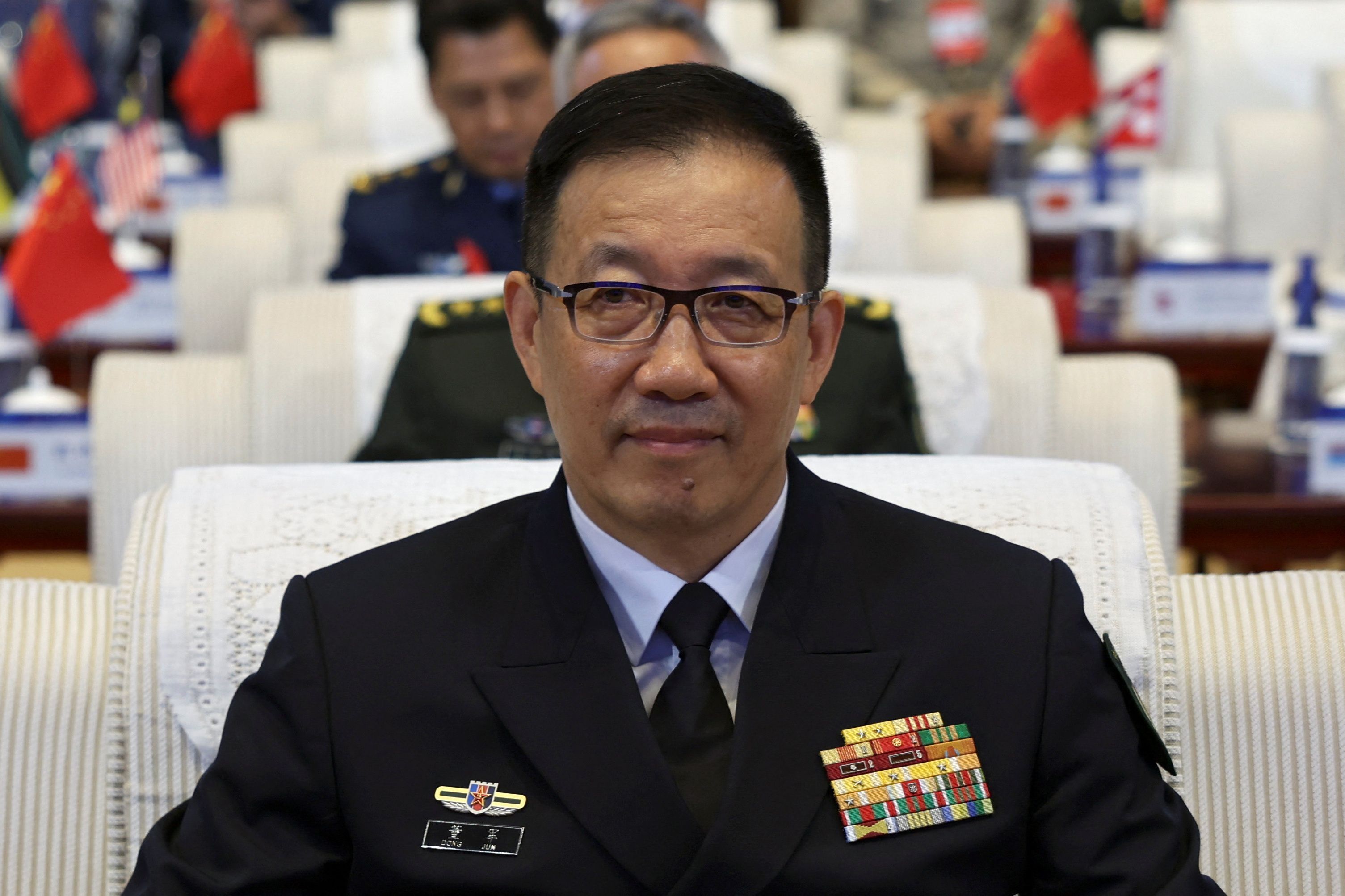 Ministro da Defesa da China, Dong Jun, durante participação em fórum de defesa em Pequim