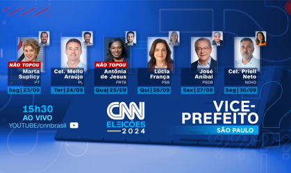 CNN inicia série de entrevistas com candidatos a vice-prefeito de São Paulo
