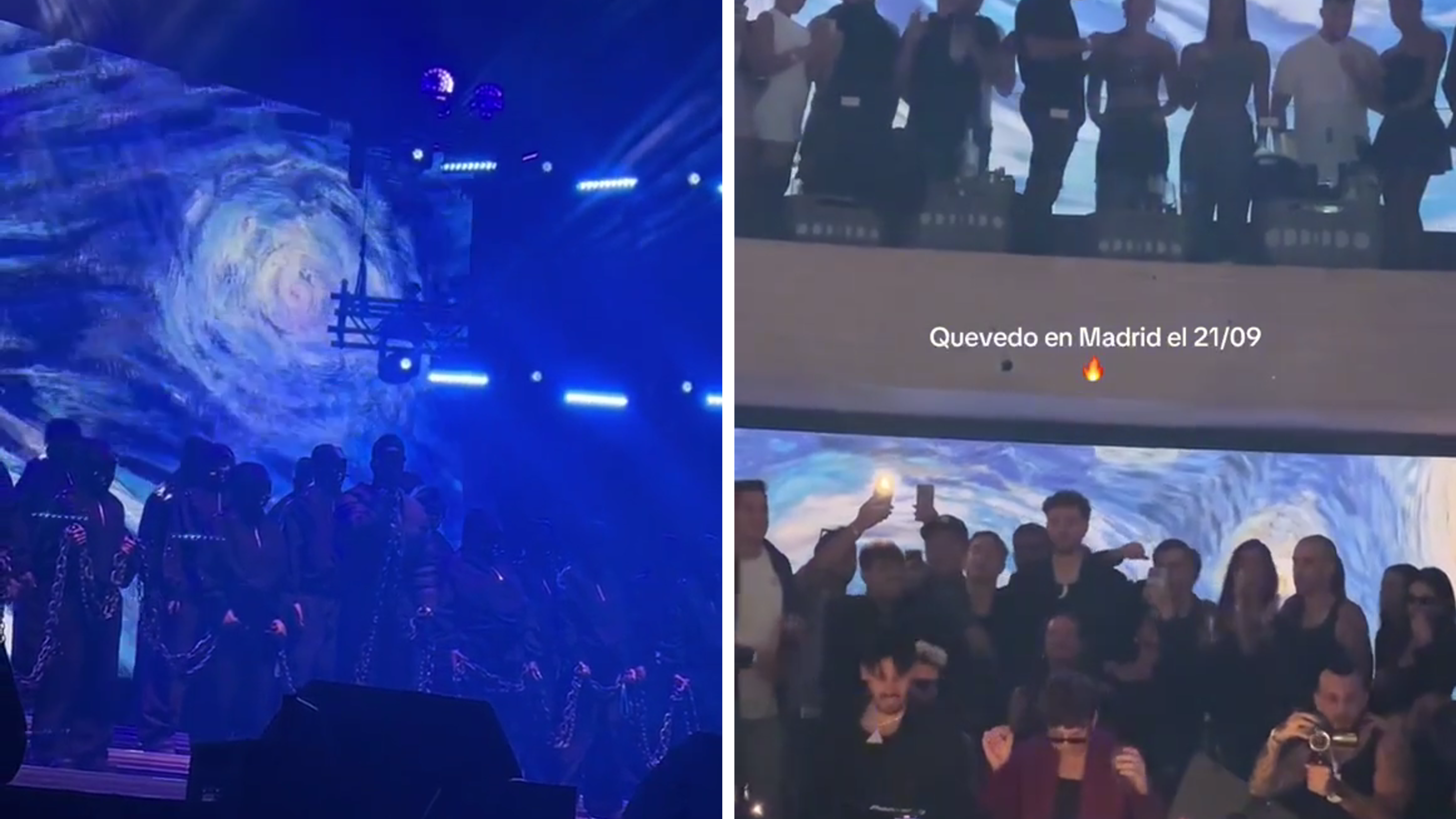 "A noite estrelada", de Van Gogh, aparece em telão tanto no show de Quevedo em Valência, em junho, quanto na boate Fitz, em Madri, neste final de semana • Reprodução/TikTok