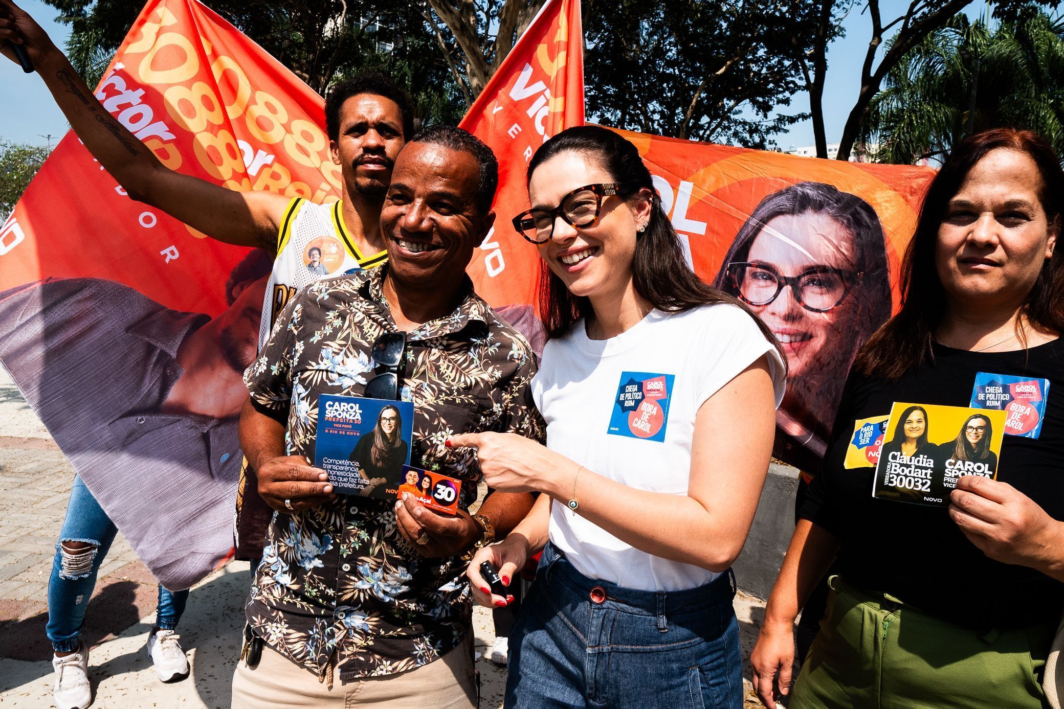 Carol Sponza (Novo) durante campanha eleitoral • Divulgação