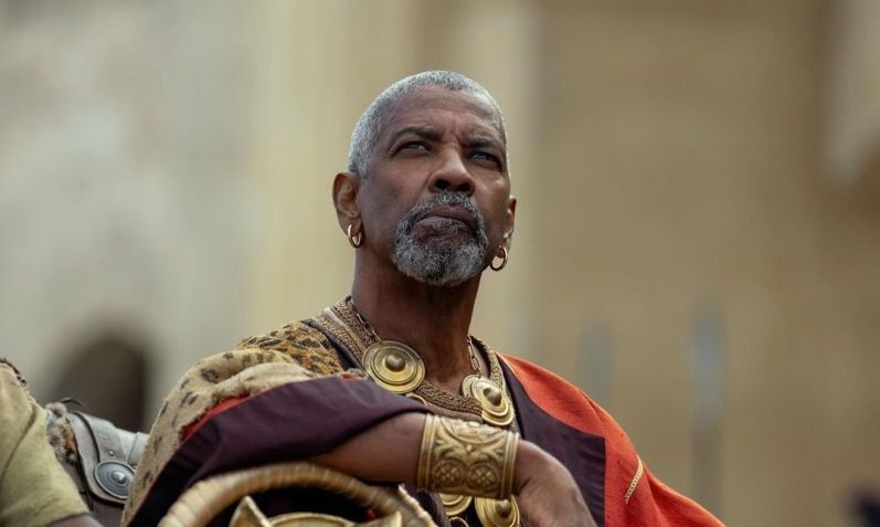 Denzel Washington em "Gladiador 2" • Divulgação/Paramount Pictures