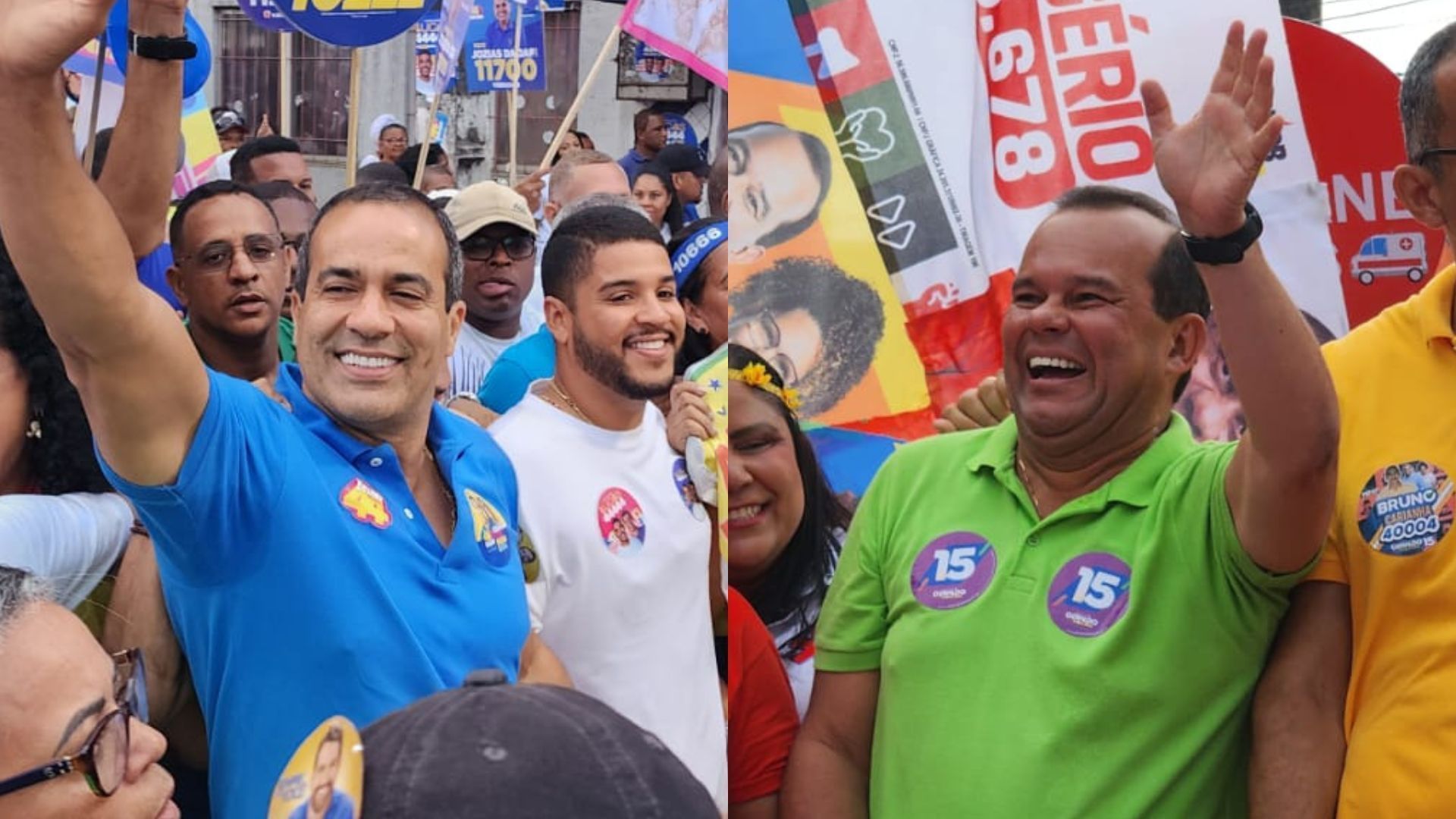 Candidatos à Prefeitura de Salvador Bruno Reis e Geraldo Júnior em campanha nesta segunda-feira (23)