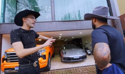 Luan Pereira mostrou a garagem ao Canal "Cortes Podpah", no Youtube