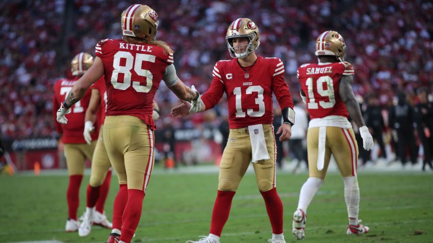 Purdy e Kittle são destaques dos 49ers • Foto: Michael Zagaris/San Francisco 49ers/Getty Images