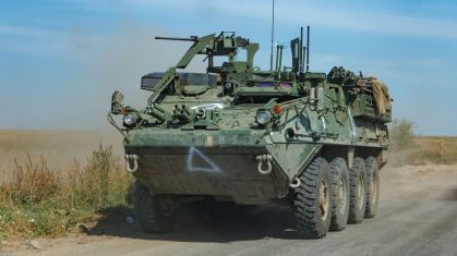 Veículo de combate Stryker na região de Kursk, na Rússia