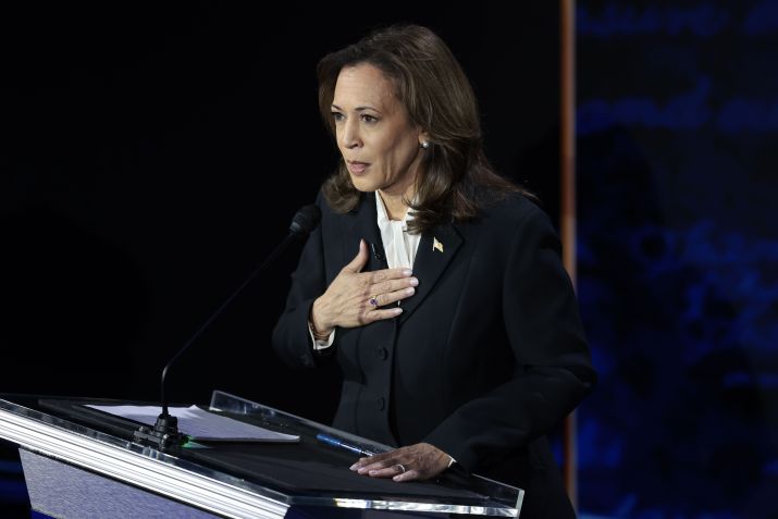 PHILADELPHIA, PENNSYLVANIA - SEPTEMBER 10: Democratic presidential nominee, U.S. Vice President Kamala Harris, debates Republican presidential nominee, former U.S. president Donald Trump, for the first time during the presidential election campaign at The National Constitution Center on September 10, 2024 in Philadelphia, Pennsylvania. After earning the Democratic Party nomination following President Joe Biden’s decision to leave the race, Harris faced off with Trump in what may be the only debate of the 2024 race for the White House. (Photo by Win McNamee/Getty Images) • Getty Images
