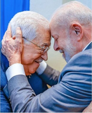 Lula e o presidente da Autoridade Palestina, Mahmoud Abbas, em Nova York • Ricardo Stuckert
