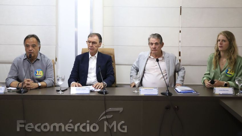 Tramonte (primeiro à esquerda) visitou a sede da Federação do Comércio de Bens, Serviços e Turismo do Estado de Minas Gerais • Divulgação