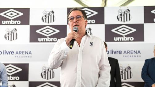 Marcelo Teixeira, presidente do Santos, durante evento no Pacaembu