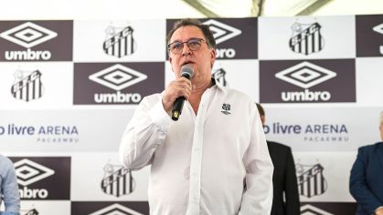 Marcelo Teixeira, presidente do Santos, durante evento no Pacaembu