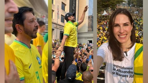 Nunes, Marçal e Marina Helena estiveram em ato na Paulista