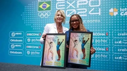Nadia Comaneci junto de Rebeca Andrade