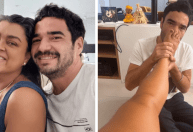 Caio Blat dá beijo em Preta Gil durante massagem: "Fofo"; veja