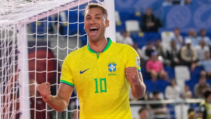 Pito, jogador da seleção brasileira de Futsal • Foto: Leto Ribas / CBF Futsal
