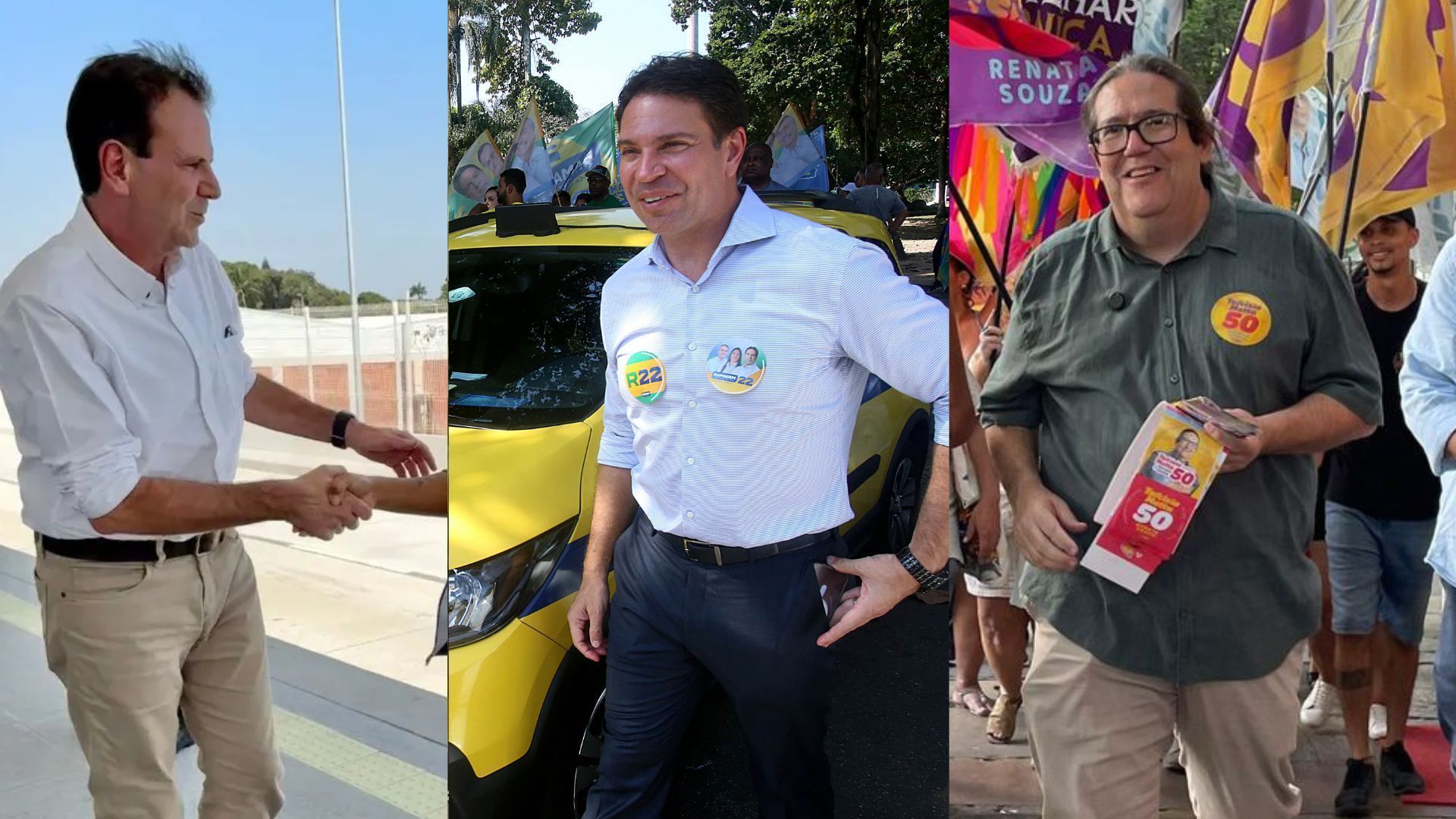 Candidatos à Prefeitura do Rio em campanha nesta quinta (12)