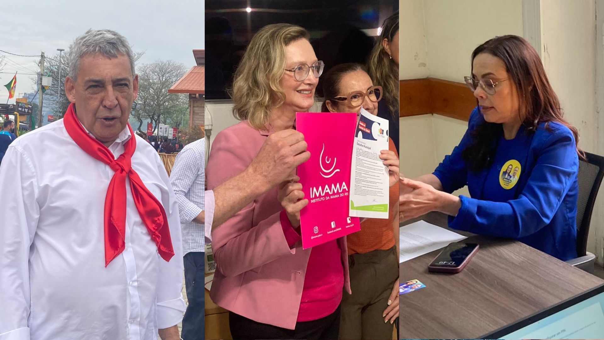 Candidatos à Prefeituradeorto alegre, Sebastião Reis, Maria do Rosário e Juliana Brizola em campanha