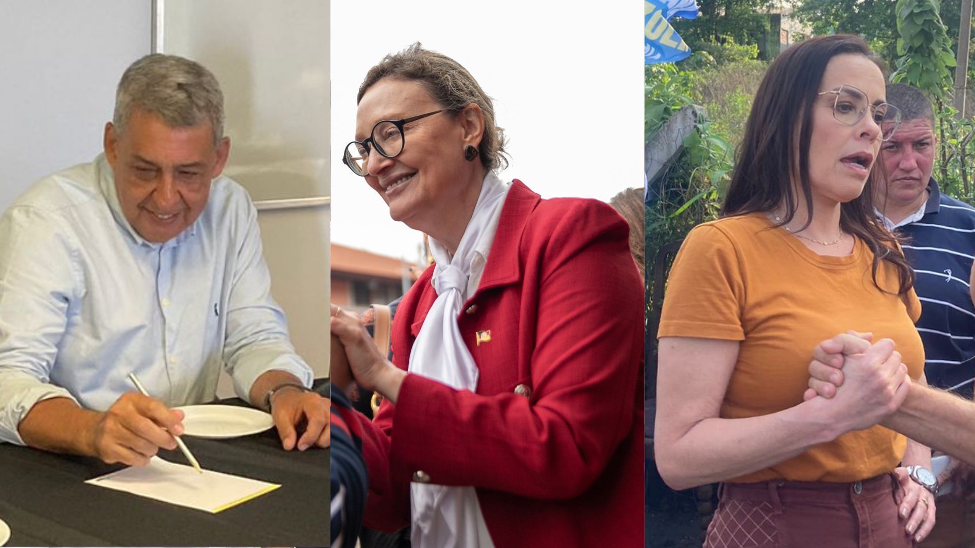 Candidatos à Prefeitura de Porto Alegre, Sebastião Melo, Maria do Rosário e Juliana Brizola em campanha