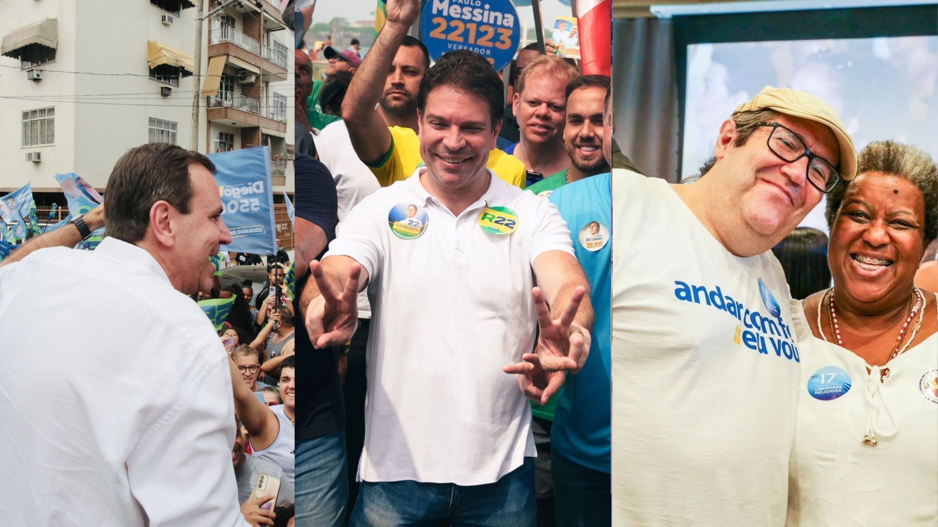Candidatos à Prefeitura do Rio em campanha neste domingo (15)