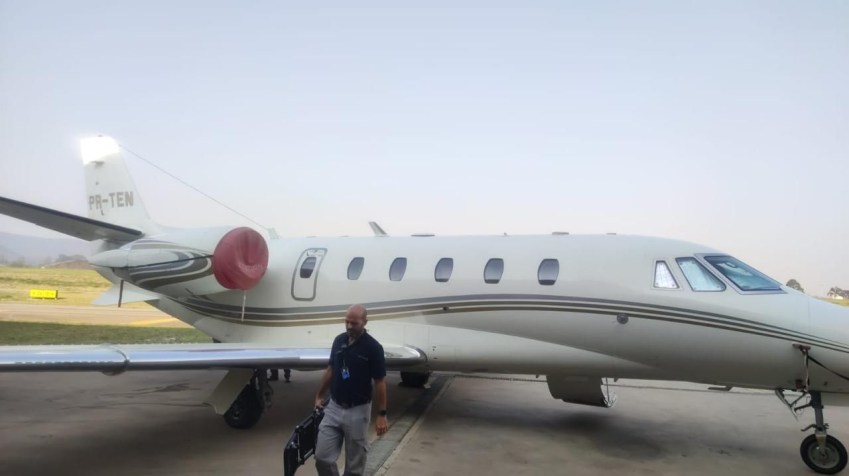 Aeronave apreendida em Jundiaí (SP) durante a Operação Integration • SSP-SP/Divulgação