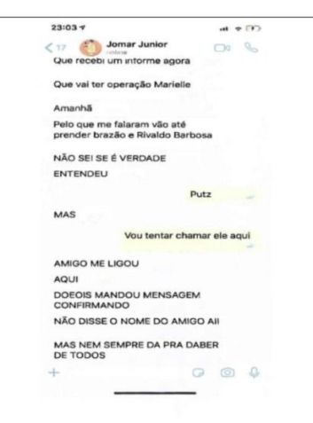 Conversas com a operação vazada • Reprodução MP