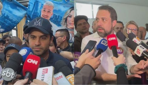 O candidato do PRTB, Pablo Marçal e o candidato do PSOL, Guilherme Boulos