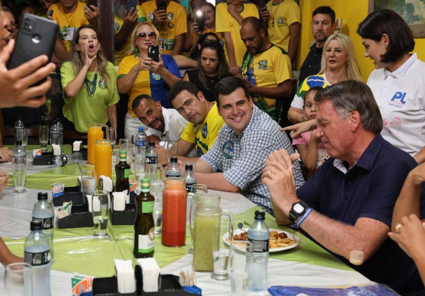Bruno Engler (PL) em almoço com o ex-presidente Jair Bolsonaro (PL) • Lucas Mendes/Divulgação