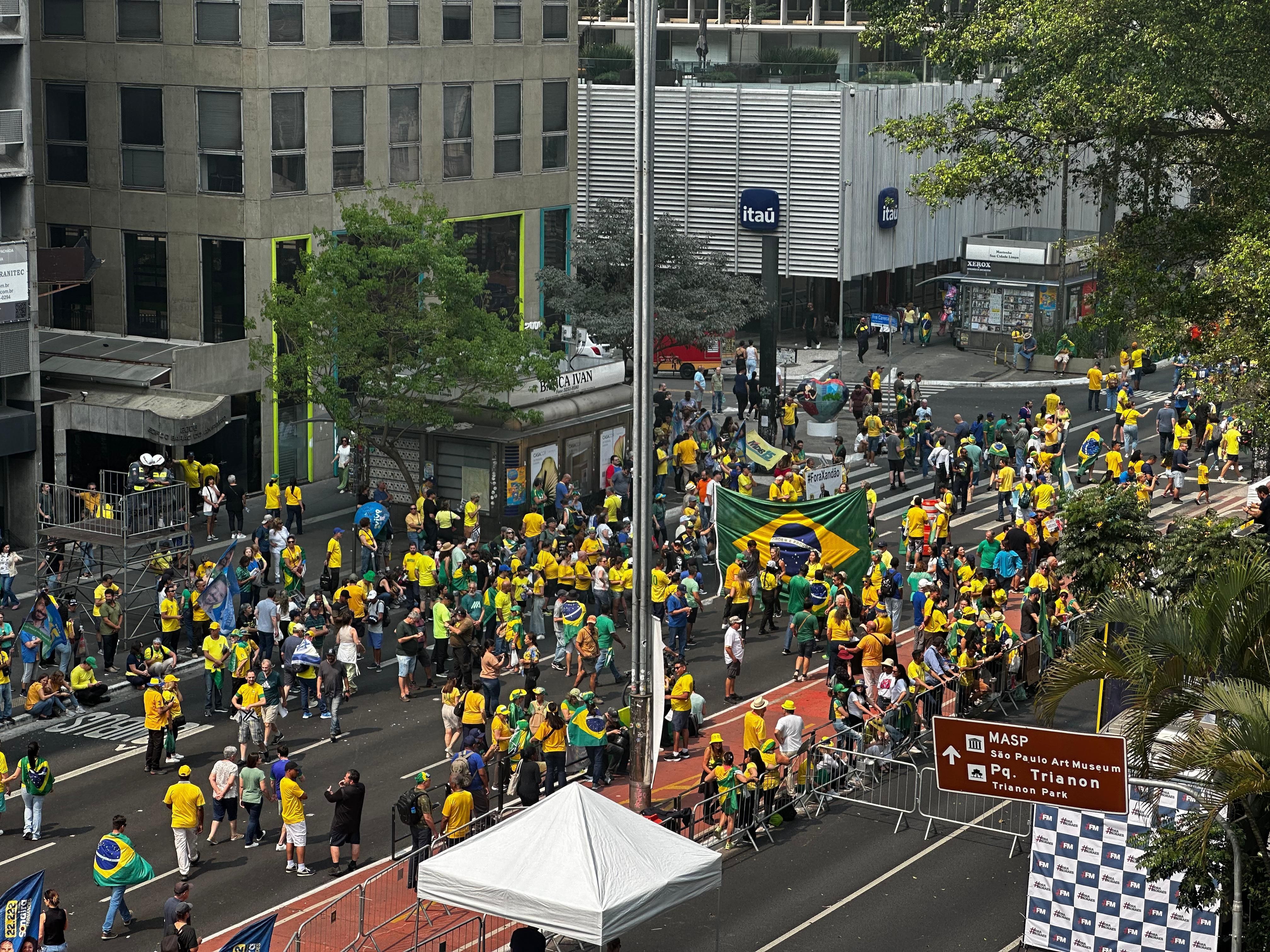 Manifestantes na Avenida Paulista, para ato de 7 de setembro organizado por Silas Malafaia